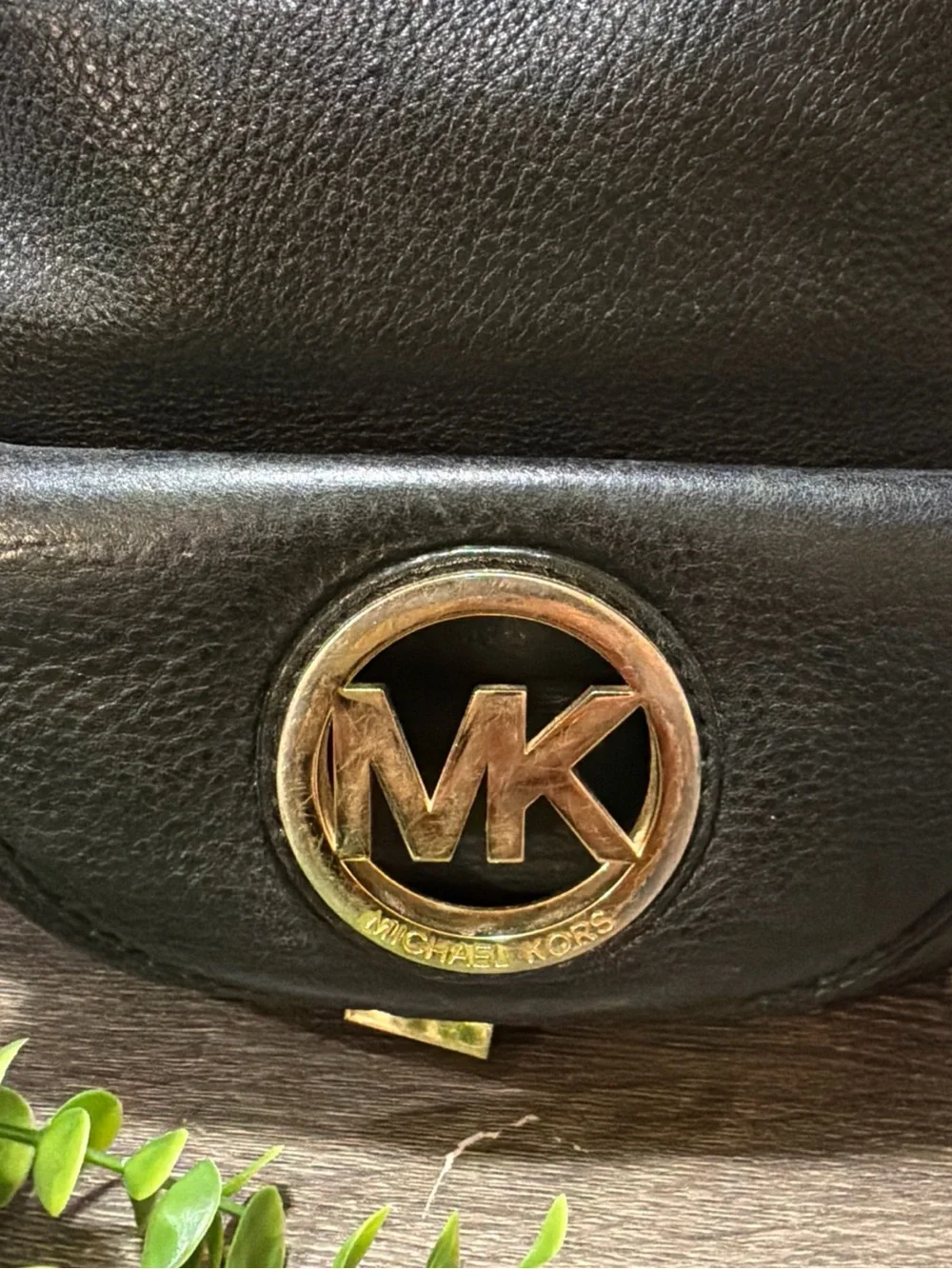 Michael Kors Black Pebbled Leather Hobo Bag MK Logo Shoulder Purse